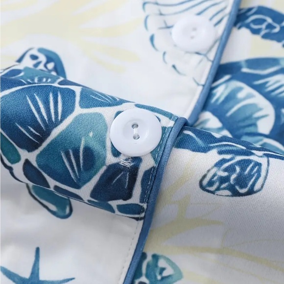 Blue Turtle Print Women's Pajama Set size S - Picture 7 of 7